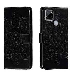 For Realme C12 Sun Mandala Embossing Pattern Phone Leather Case(Black)