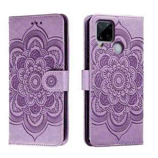 For Realme C15 / C25 / Narzo 30A Sun Mandala Embossing Pattern Phone Leather Case(Purple)