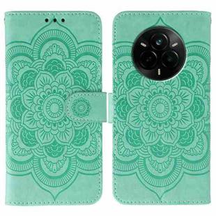 For Realme 14 Pro Sun Mandala Embossing Pattern Phone Leather Case(Green)