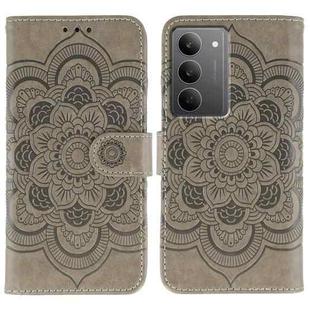 For Realme 14x Sun Mandala Embossing Pattern Phone Leather Case(Grey)