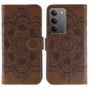 For Realme 14x Sun Mandala Embossing Pattern Phone Leather Case(Brown)