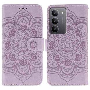 For Realme 14x Sun Mandala Embossing Pattern Phone Leather Case(Purple)