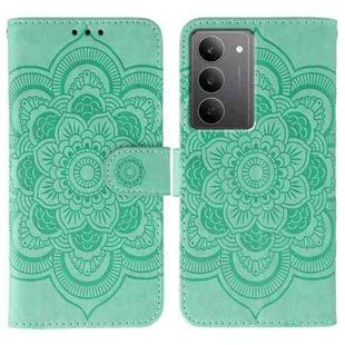 For Realme 14x Sun Mandala Embossing Pattern Phone Leather Case(Green)