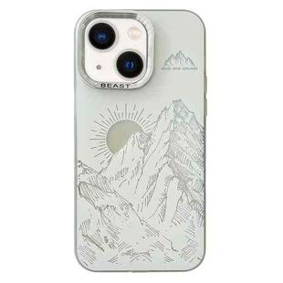 For iPhone 13 2 in 1 Aurora Electroplating Frame Phone Case(Sunrise White)