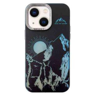 For iPhone 13 2 in 1 Aurora Electroplating Frame Phone Case(Sunrise Black)