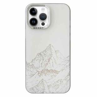 For iPhone 13 Pro 2 in 1 Aurora Electroplating Frame Phone Case(Snowy Mountains White)