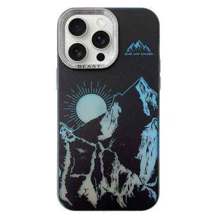For iPhone 15 Pro 2 in 1 Aurora Electroplating Frame Phone Case(Sunrise Black)