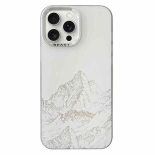 For iPhone 15 Pro 2 in 1 Aurora Electroplating Frame Phone Case(Snowy Mountains White)