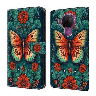 For Nokia 3.4/5.4 Crystal Painted Leather Phone case(Flower Butterfly)