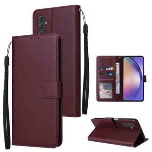 For Samsung Galaxy A55 5G 3-Card Slots Multifunctional Leather Phone Case(Wine Red)