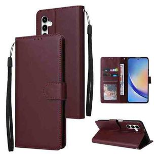 For Samsung Galaxy A35 5G 3-Card Slots Multifunctional Leather Phone Case(Wine Red)