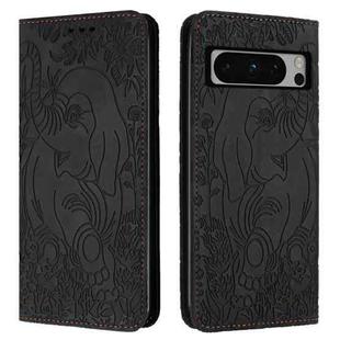 For Google Pixel 8 Pro Retro Elephant Embossed Leather Phone Case(Black)
