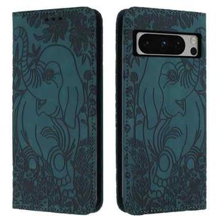 For Google Pixel 8 Pro Retro Elephant Embossed Leather Phone Case(Green)