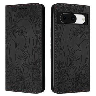 For Google Pixel 8a Retro Elephant Embossed Leather Phone Case(Black)