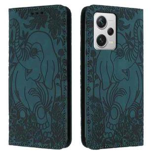 For Xiaomi Poco X5 Pro/Redmi Note 12 Pro 5G Retro Elephant Embossed Leather Phone Case(Green)