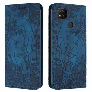 For Xiaomi Redmi 9C / 10A Retro Elephant Embossed Leather Phone Case(Blue)