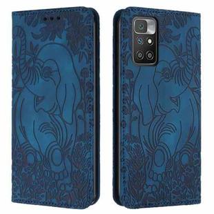 For Xiaomi Redmi 10 / 10 Prime Retro Elephant Embossed Leather Phone Case(Blue)