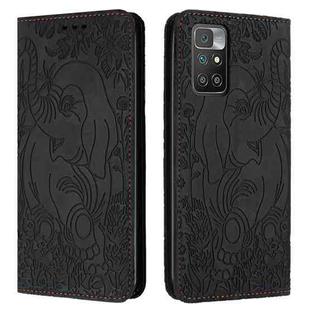For Xiaomi Redmi 10 / 10 Prime Retro Elephant Embossed Leather Phone Case(Black)