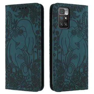 For Xiaomi Redmi 10 / 10 Prime Retro Elephant Embossed Leather Phone Case(Green)