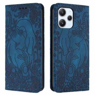 For Xiaomi Redmi 12 4G Retro Elephant Embossed Leather Phone Case(Blue)