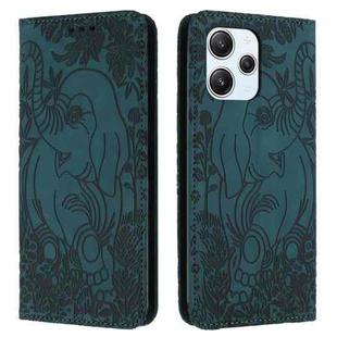 For Xiaomi Redmi 12 4G Retro Elephant Embossed Leather Phone Case(Green)