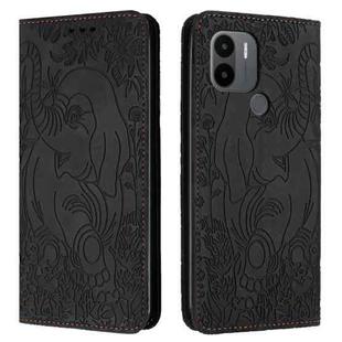 For Xiaomi Redmi A1+ Retro Elephant Embossed Leather Phone Case(Black)