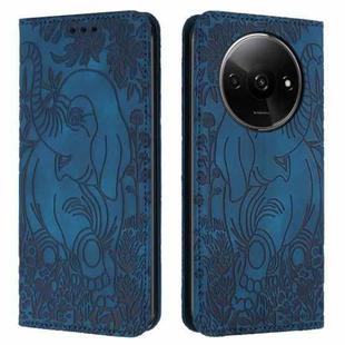 For Xiaomi Redmi A3 Retro Elephant Embossed Leather Phone Case(Blue)