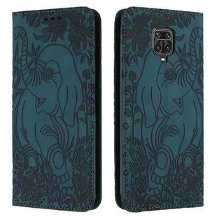 For Xiaomi Redmi Note 9 Pro / Note 9 Pro Max Retro Elephant Embossed Leather Phone Case(Green)