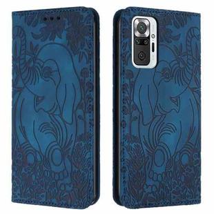 For Xiaomi Redmi Note 10 Pro 4G Retro Elephant Embossed Leather Phone Case(Blue)