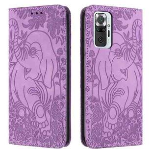 For Xiaomi Redmi Note 10 Pro 4G Retro Elephant Embossed Leather Phone Case(Purple)