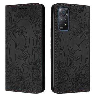 For Xiaomi Redmi Note 11 Pro 4G / 5G Global Retro Elephant Embossed Leather Phone Case(Black)