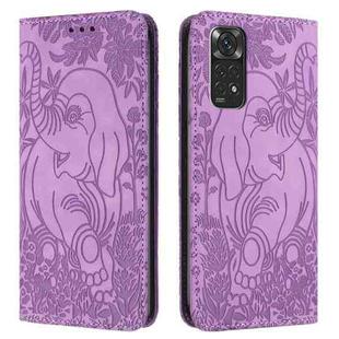 For Xiaomi Redmi Note 11 / Note 11S 4G Global Retro Elephant Embossed Leather Phone Case(Purple)