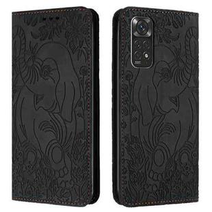 For Xiaomi Redmi Note 11 / Note 11S 4G Global Retro Elephant Embossed Leather Phone Case(Black)