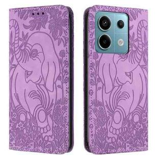 For Xiaomi Redmi Note 13 5G Retro Elephant Embossed Leather Phone Case(Purple)