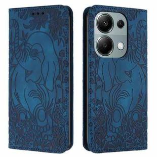 For Xiaomi Redmi Note 13 Pro 4G Retro Elephant Embossed Leather Phone Case(Blue)