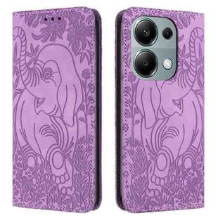 For Xiaomi Redmi Note 13 Pro 4G Retro Elephant Embossed Leather Phone Case(Purple)