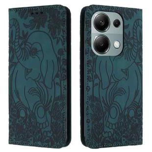 For Xiaomi Redmi Note 13 Pro 4G Retro Elephant Embossed Leather Phone Case(Green)