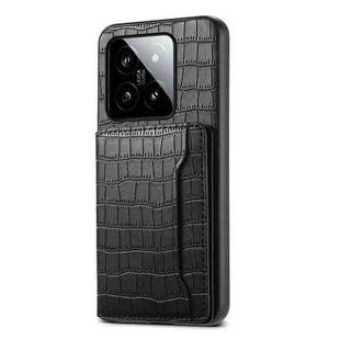 For Xiaomi 14 Crocodile Texture Card Bag Design Full Coverage Phone Case(Black)