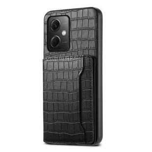 For Xiaomi Redmi Note 12 4G Global Crocodile Texture Card Bag Design Full Coverage Phone Case(Black)