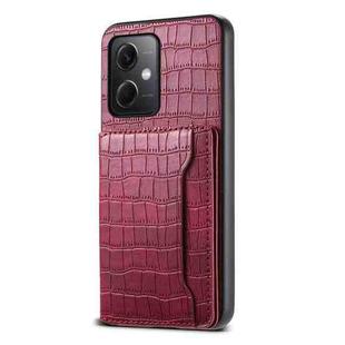 For Xiaomi Redmi Note 12 4G Global Crocodile Texture Card Bag Design Full Coverage Phone Case(Red)