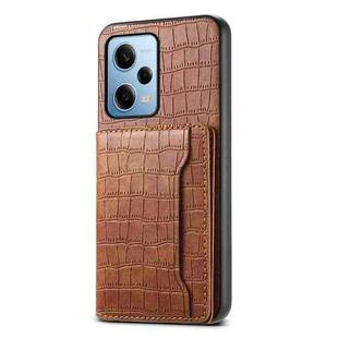 For Xiaomi Redmi Note 12 Pro 4G Crocodile Texture Card Bag Design Full Coverage Phone Case(Brown)