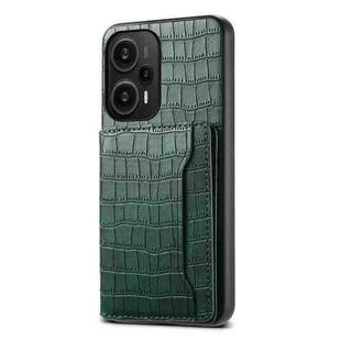 For Xiaomi Redmi Note 12 Turbo/Poco F5 Crocodile Texture Card Bag Design Full Coverage Phone Case(Green)