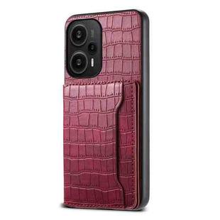 For Xiaomi Redmi Note 12 Turbo/Poco F5 Crocodile Texture Card Bag Design Full Coverage Phone Case(Red)