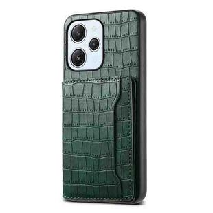 For Xiaomi Redmi 12/Note 12R Crocodile Texture Card Bag Design Full Coverage Phone Case(Green)