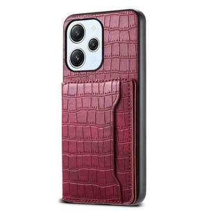 For Xiaomi Redmi 12/Note 12R Crocodile Texture Card Bag Design Full Coverage Phone Case(Red)