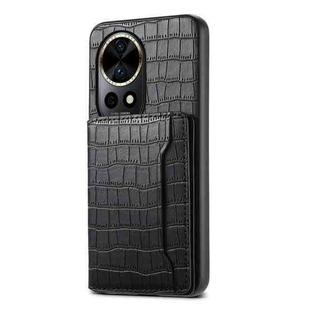 For Huawei nova 12 Pro Crocodile Texture Card Bag Design Full Coverage Phone Case(Black)