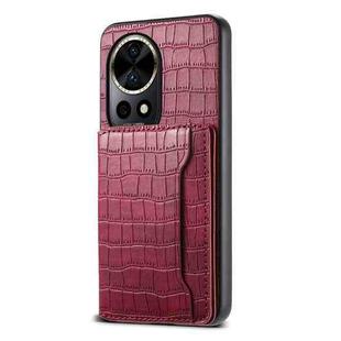 For Huawei nova 12 Pro Crocodile Texture Card Bag Design Full Coverage Phone Case(Red)