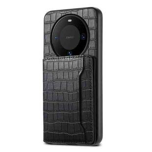 For Huawei Mate 60 Crocodile Texture Card Bag Design Full Coverage Phone Case(Black)