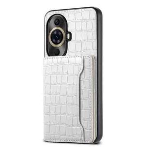 For Huawei nova 11 Pro Crocodile Texture Card Bag Design Full Coverage Phone Case(White)
