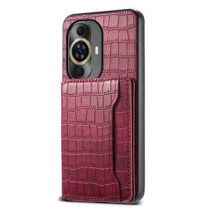 For Huawei nova 11 Crocodile Texture Card Bag Design Full Coverage Phone Case(Red)